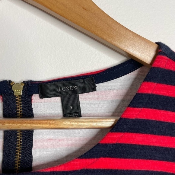J.Crew Red Stripes Short Raglan Sleeve Stretchy Zipped T-shirt Dress size S - Picture 7 of 8